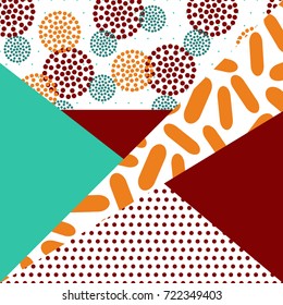 Geometric card vector illustration. Banner postcard art design. Background geometric memphis. Creative design combination of geometry with hand-drawn prints.