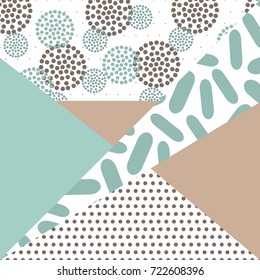 Geometric card vector illustration. Banner postcard art design. Background geometric memphis. Creative design combination of geometry with hand-drawn prints.