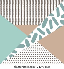 Geometric card vector illustration. Banner postcard art design. Background geometric memphis. Creative design combination of geometry with hand-drawn prints.