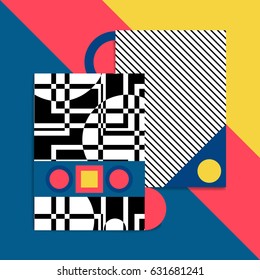 Geometric card vector illustration. Postcard banner cover for ebooks. The Bauhaus Style