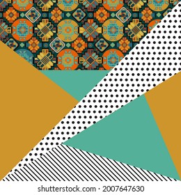 Geometric cards in the style of Memphis 80-90 years the contour of the circular-vector illustration. Postcard banner cover for ebooks notebooks books
