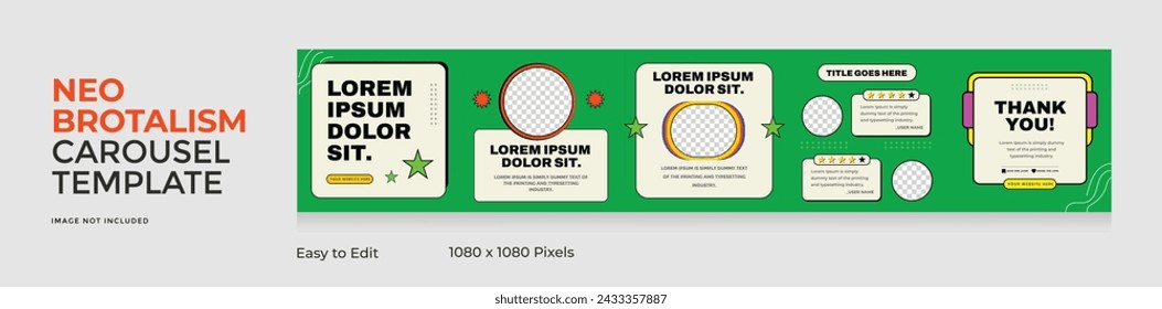 Geometric carousel. Modern. Tech. Colorful. Blue. Yellow. NeoBrutalism. NeuBrutalism