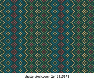 tapete geométrico. mão desenhado pixels quadrados brilhantes. vetor padrão sem emenda. arte decorativa popular. fundo repetitivo azul. amostra de tecido. papel de embrulho. modelo de design para têxtil, linho