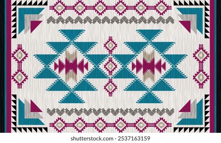 Geometric carpet pattern,rug boho Navajo,carpet design tribal carpet pattern,Native American,motif.Rug design for decor.Rug pattern blanket,woven carpet illustration.Boho geometric,Aztec ethnic decor.