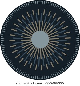 Alfombra geométrica con borde. Círculo.