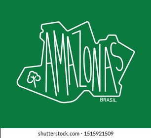 Geometric cartoon map of the brazilian state of Amazonas