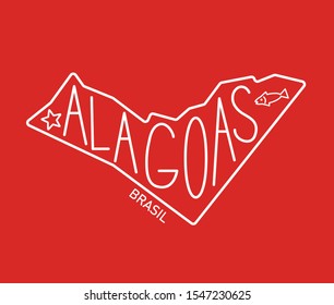 Geometric Cartoon Map of the Brazilian State of Alagoas