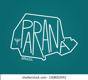 Geometric cartoon map of Parana Brazil