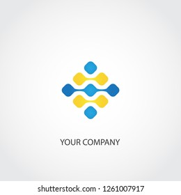 geometric case logo. blue and yellow