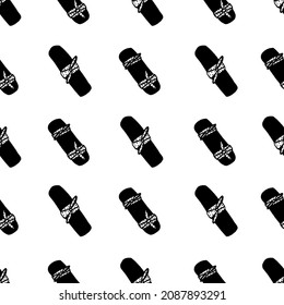 Geometric castells pattern with faixa castellera. Human tower Catalan tradition surface design. Vector illustrations in black and white, hand drawn in geometric repeat pattern.