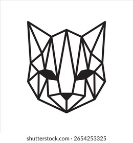 Geometric Cat Head Vector Polygonal Animal Illustration for Modern Pet, Logo
