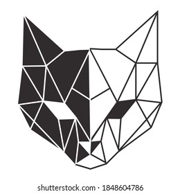 Geometric cat head. Vector symbol illustration.
