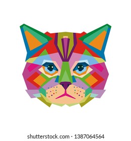 geometric cat head WPAP illustration