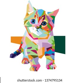 geometric cat illustration in WPAP style