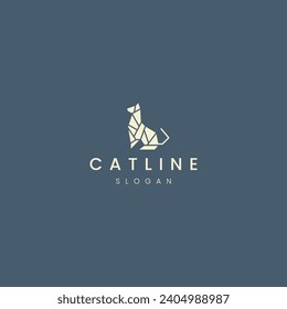 Geometric cat logo icon design