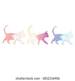 Geometric cat walking. Vector seamless pattern illustration.