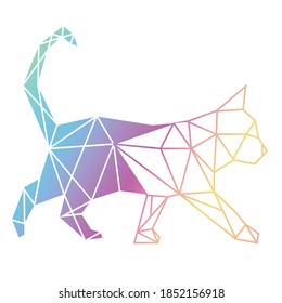 Geometric cat walking. Vector seamless pattern illustration.