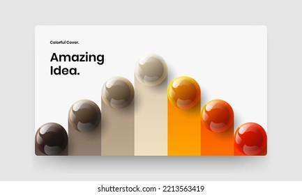Geometric catalog cover design vector layout. Minimalistic 3D spheres annual report template.