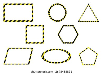 Geometric caution frame set for attention design ornament