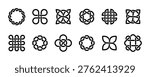 Geometric celtic knot, black and white decorative element, vector silhouette illustration