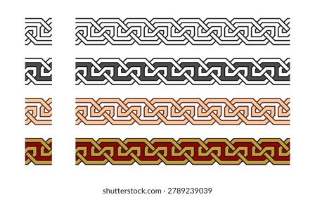 Geometric Celtic Knot Ornament Frame Border Seamless Pattern Vector Illustration Set