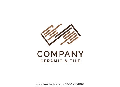 Geometric ceramics and tile floor industry logo design vector graphic