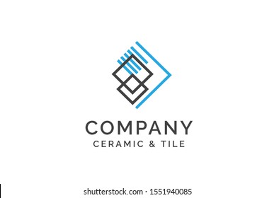 Geometric ceramics and tile floor industry logo design vector graphic