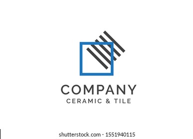 Geometric ceramics and tile floor industry logo design vector graphic