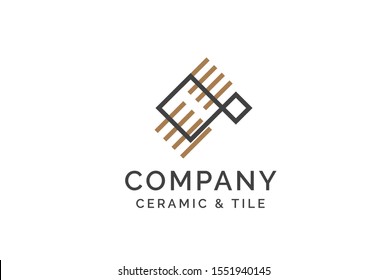 Geometric ceramics and tile floor industry logo design vector graphic