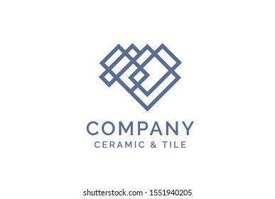 Geometric ceramics and tile floor industry logo design vector graphic