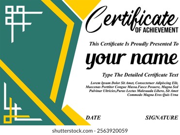 Geometric Certificate Green Yellow Stock Vectors