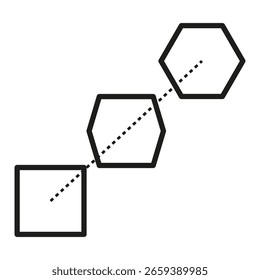 Ilustração da cadeia geométrica. Conexão de hexágono quadrada. Vetor de link abstrato. Trabalho artístico de linha mínimo. EPS 10.