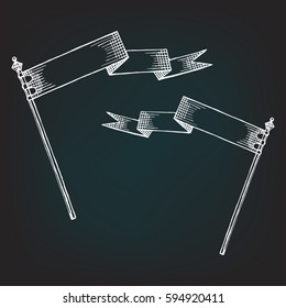 geometric chalk vintage ribbon banners on a stick