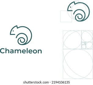 geometric chameleon vector logo design