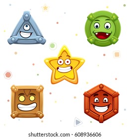 Geometric characters pack happy for game