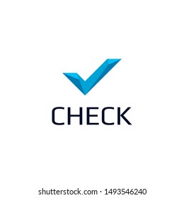 Geometric check symbol vector icon logo design - vector
