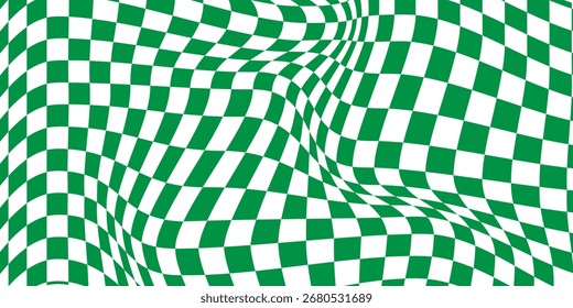 Patrón geométrico de tablero de ajedrez en verde y blanco. Perfecto para fondos, textiles, empaques, diseño deportivo, temas de carreras y proyectos creativos modernos.
