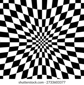 Geometric checkered background vanishing point design optical illusion perspective floor texture black white grid