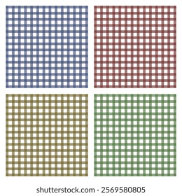 Geometric checkered seamless pattern. Traditional square checkered background collection, blue, red, green, yellow. Checkered wallpaper print, checkered mosaic grid, tartan texture set.