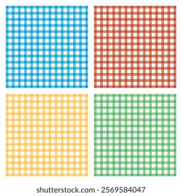 Geometric checkered seamless pattern. Traditional square checkered background collection, blue, red, green, yellow. Checkered wallpaper print, checkered mosaic grid, tartan texture set.