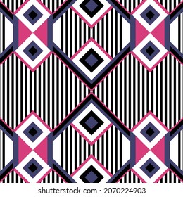 Geometric checkered and vertical striped pattern