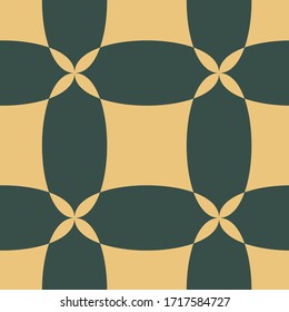 Geometric chekered abstract decorative  vector pattern. Vector geometrical mosaic checkerboard rhombus mosaic tiles seamless green background. Geometrical ornament.