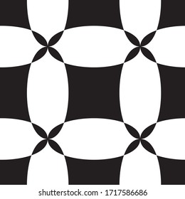Geometric chekered abstract decorative  vector pattern. Vector geometrical mosaic checkerboard rhombus mosaic tiles seamless black and white background. Geometrical ornament.
