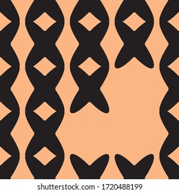 Geometric chekered abstract decorative  vector background. Vector mosaic tiles seamless pattern with tender peach color background and geometrical ornament.
