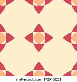 Fondo del vector decorativo abstracto geométrico controlado. Baldosas de mosaico vectorial sin fisuras con fondo de color melocotón tierno y adorno geométrico.