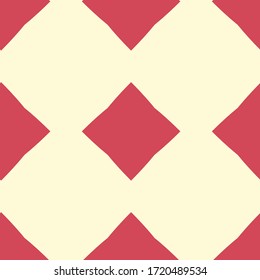 Geometric chekered abstract decorative  vector background. Vector mosaic tiles seamless pattern with pink background and geometrical ornament.