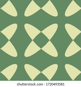 Geometric chekered abstract decorative  vector background. Vector mosaic tiles seamless pattern with green background and geometrical ornament.