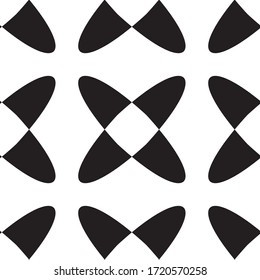 Geometric chekered abstract decorative  vector background. Vector mosaic tiles seamless pattern with black background and white geometrical ornament.