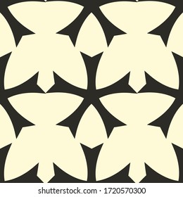 Geometric chekered abstract decorative  vector background. Vector mosaic tiles seamless pattern with black background and white geometrical ornament.
