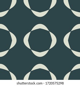 Geometric chekered abstract decorative  vector background. Vector mosaic tiles seamless pattern with deep blue color background and geometrical ornament.